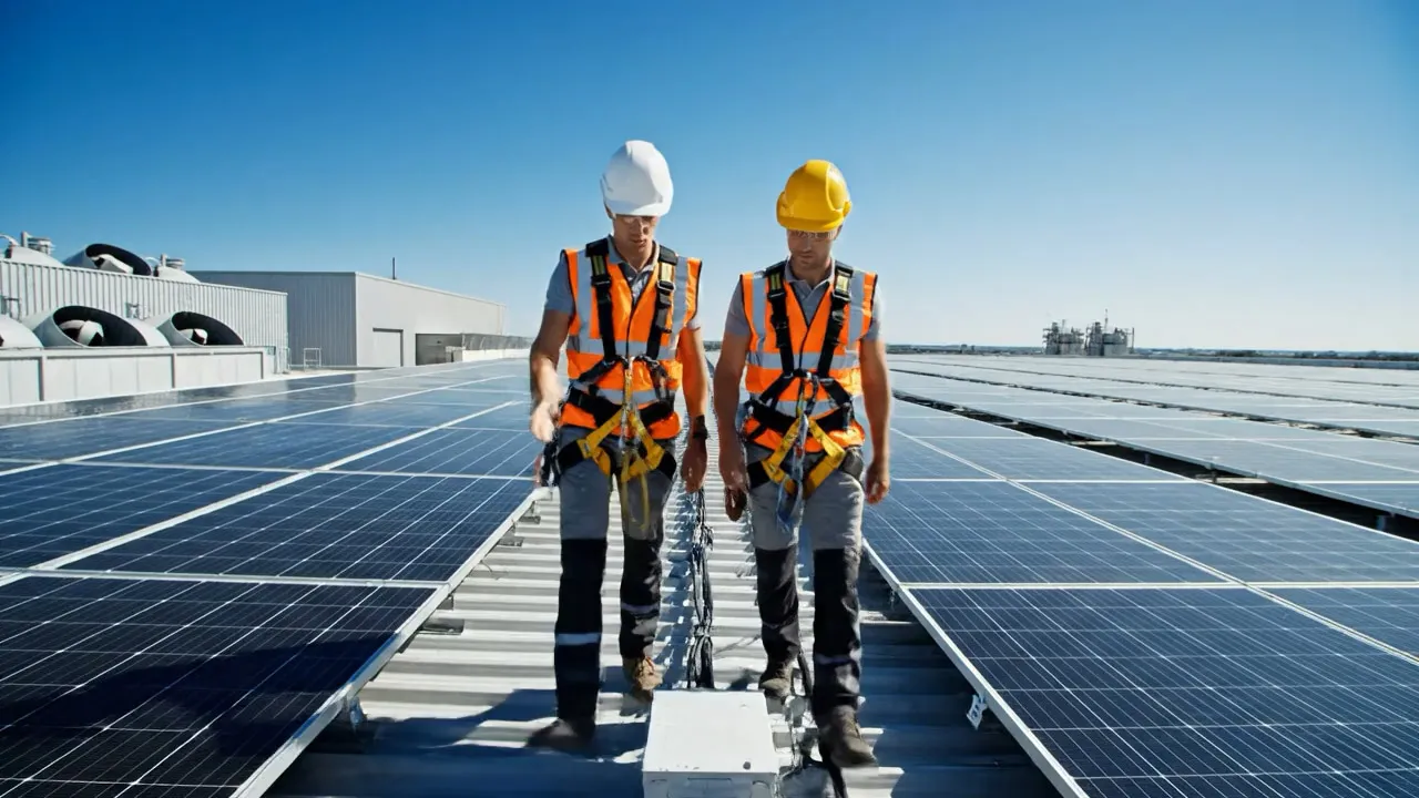 Installazione linea vita su copertura industriale